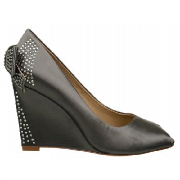 Oversized Bow Swarovski Crystal Satin Wedges - Picture 7 of 8